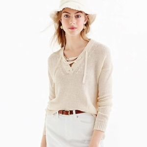 J. Crew Linen Knit Hi-Low Beach Pullover Sweater